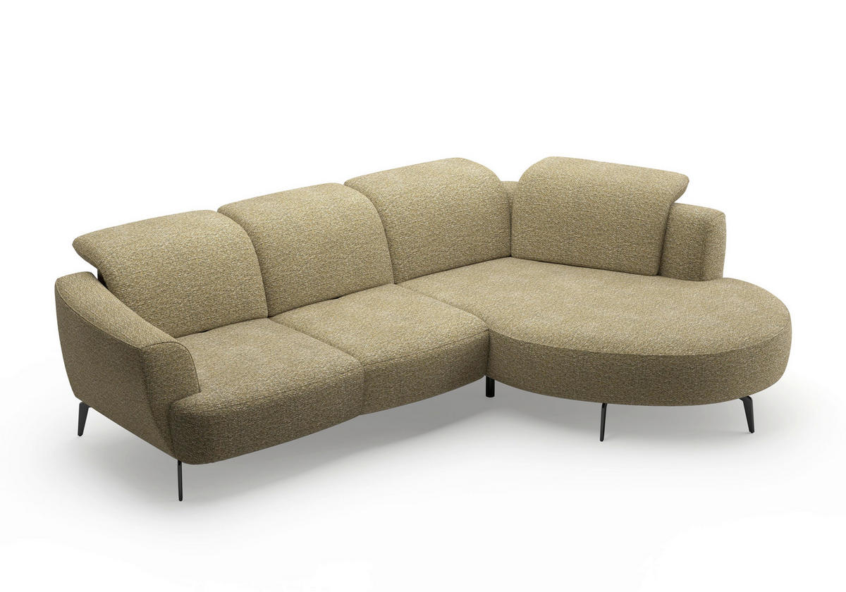 ECKSOFA ZOE E Olivgrün Chenille  - Schwarz/Olivgrün, KONVENTIONELL, Textil/Metall (309/199cm) - Sit & More