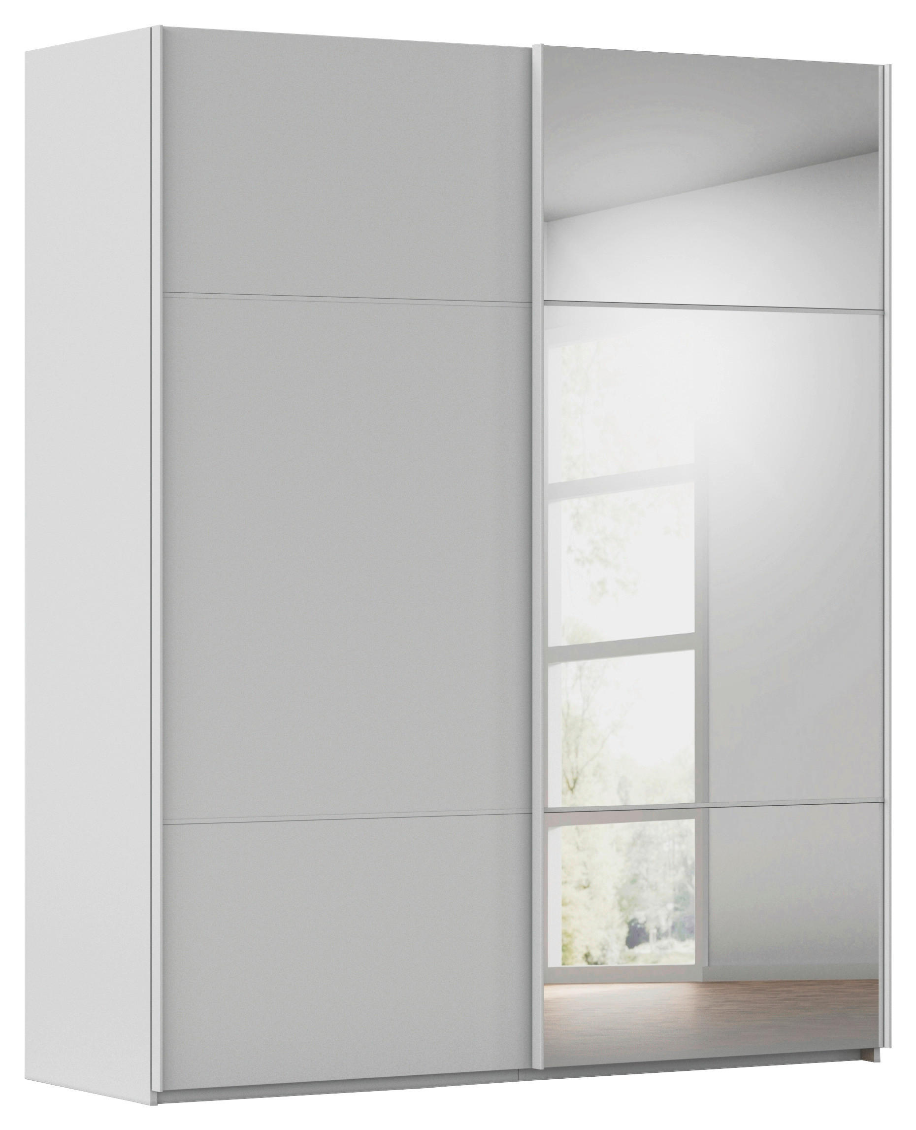SCHWEBETÜRENSCHRANK in Grau  - Beige/Hellgrau, Konventionell, Glas/Holzwerkstoff (162/223/68cm) - Novel