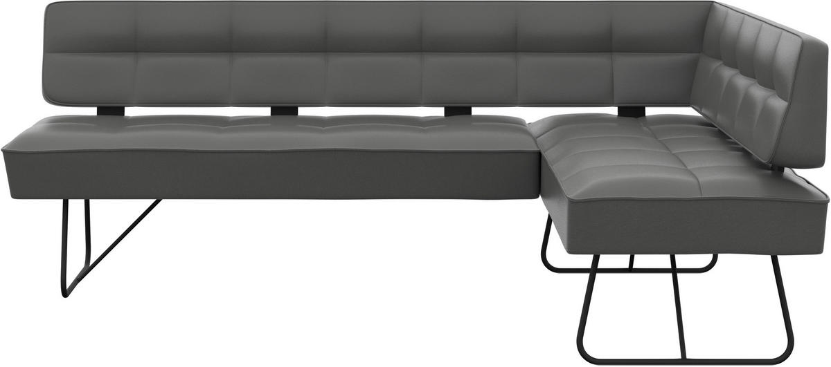 ECKBANK 227/165 cm Echtleder Dunkelgrau   - Dunkelgrau/Schwarz, Design, Leder/Metall (227/165cm) - Moderano