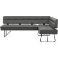 ECKBANK 207/165 cm  in Dunkelgrau  - Dunkelgrau/Schwarz, Design, Leder/Metall (207/165cm) - Moderano