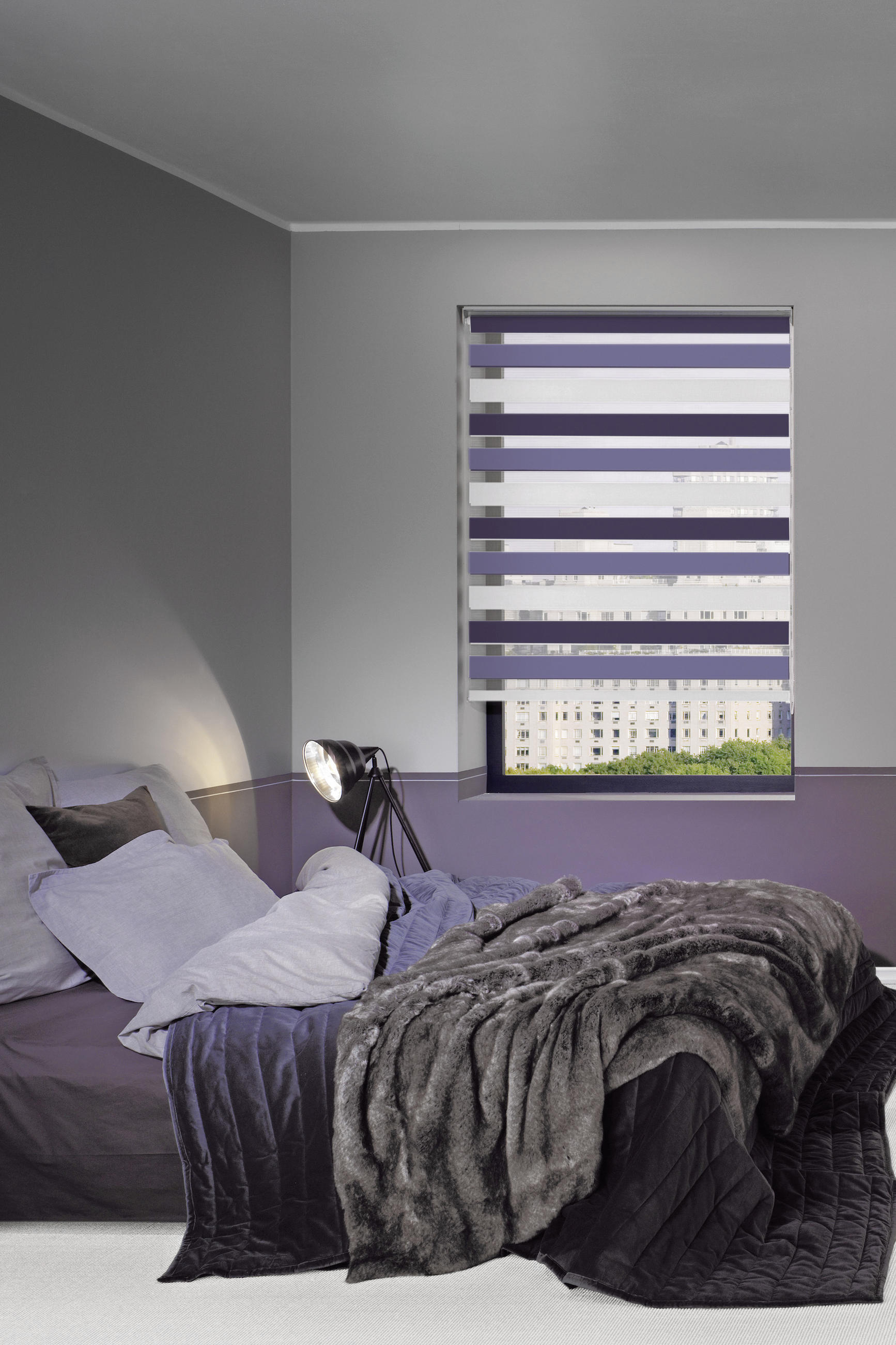 DOPPELROLLO  - Violett/Weiß, Basics, Textil (60/160cm)