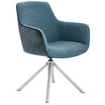 ARMLEHNSTUHL  in Edelstahl Flachgewebe  - Edelstahlfarben/Petrol, Design, Textil/Metall (60/88/64cm) - Novel