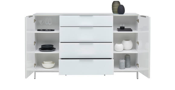 SIDEBOARD in 181/101/40 cm - Chromfarben/Weiß Hochglanz, Basics, Glas/Holzwerkstoff (181/101/40cm) - Voleo