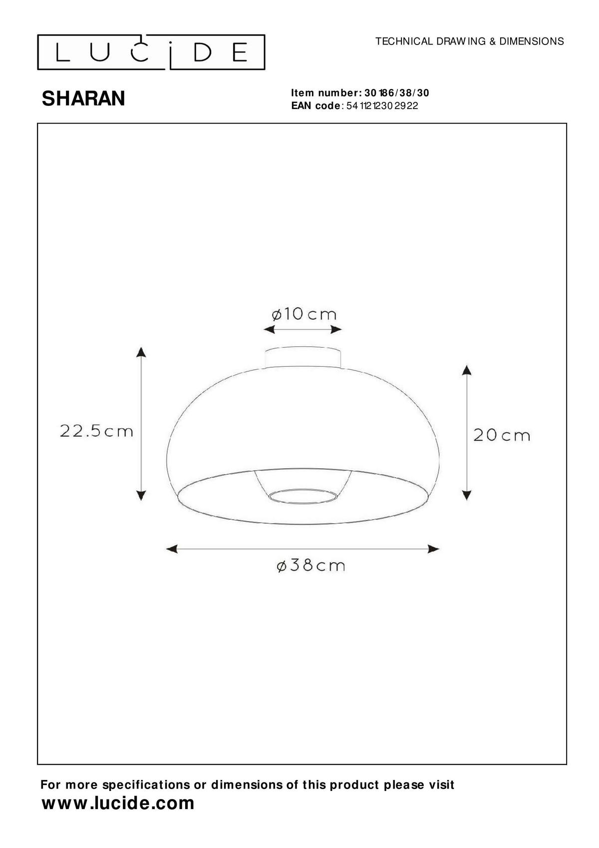 DECKENLEUCHTE SHARAN 38/38/22.5 cm   - LIFESTYLE, Metall (38/38/22.5cm) - Lucide