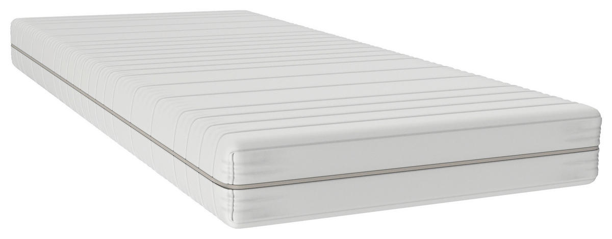 KALTSCHAUMMATRATZE 180/200 cm, Höhe ca.: 18 cm, H3 = fest, 7-Zonen - Weiß, Basics, Textil (180/200cm) - Chameo