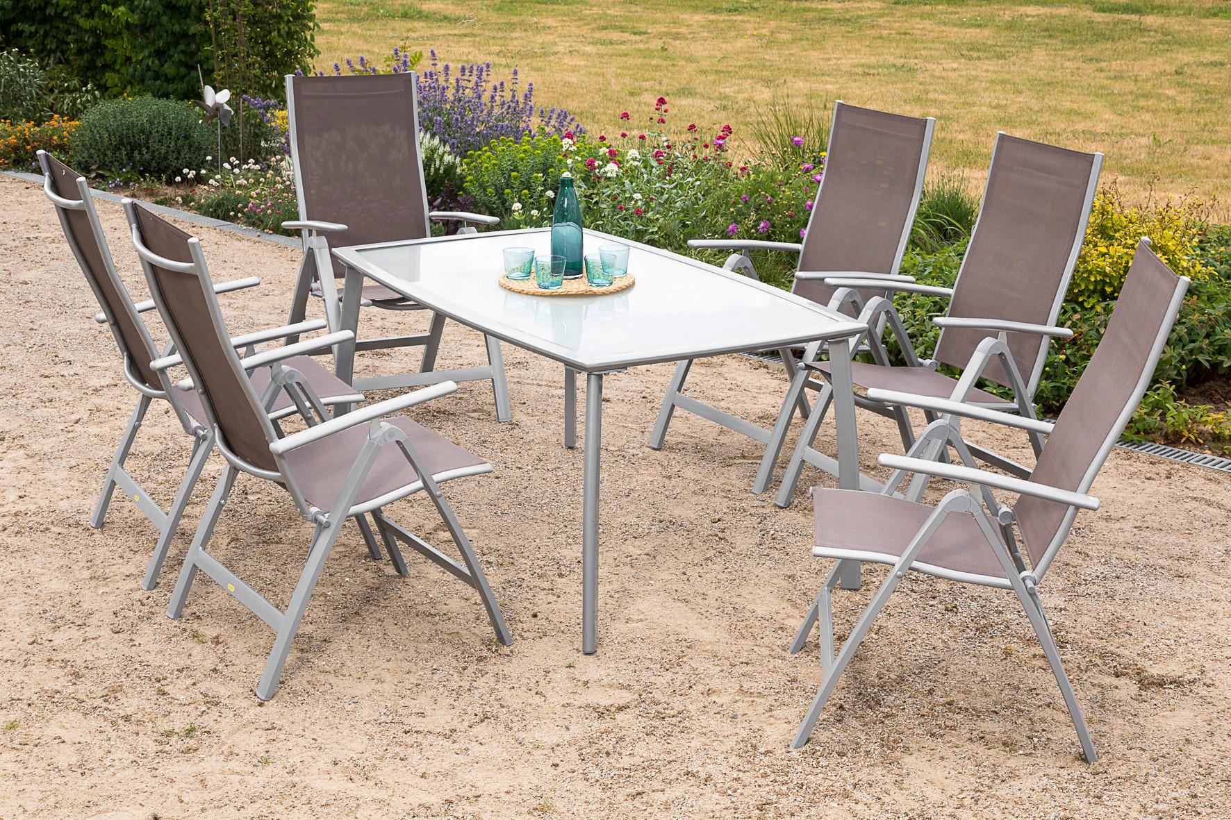GARTENSET Aluminium  - Taupe/Silberfarben, MODERN, Textil/Metall - Gardenson