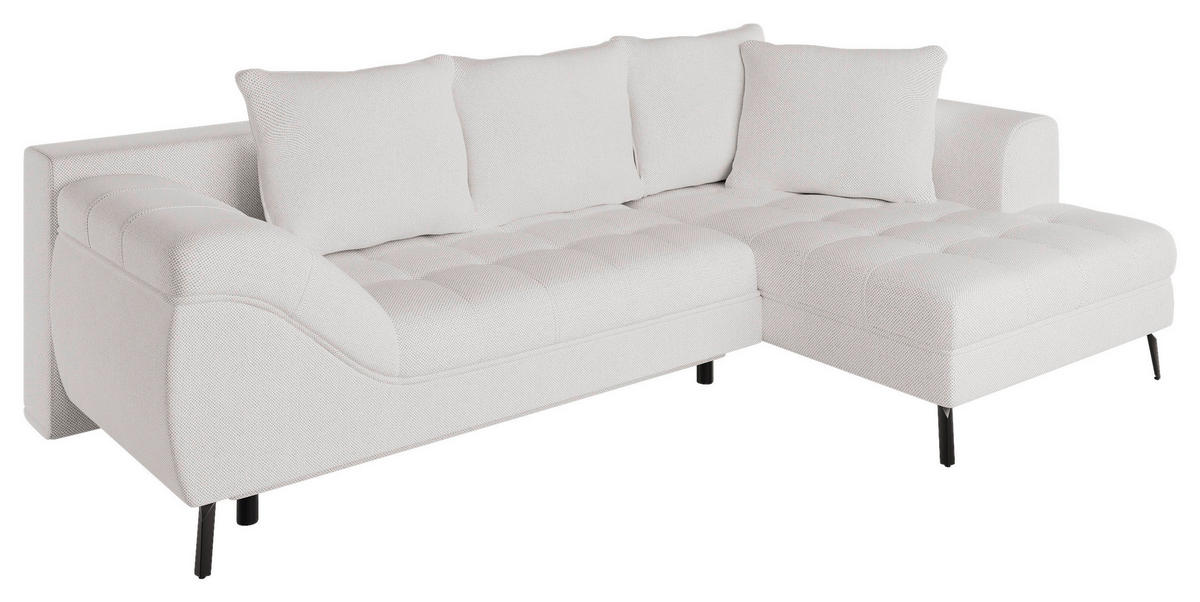 Ecksofa inkl. Funktionen in Webstoff Beige  - Beige/Schwarz, Modern, Textil/Metall (276/177cm)