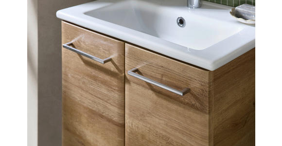 WASCHTISCHKOMBI 55 cm  - Chromfarben/Eichefarben, KONVENTIONELL, Keramik/Holzwerkstoff (55cm) - Xora