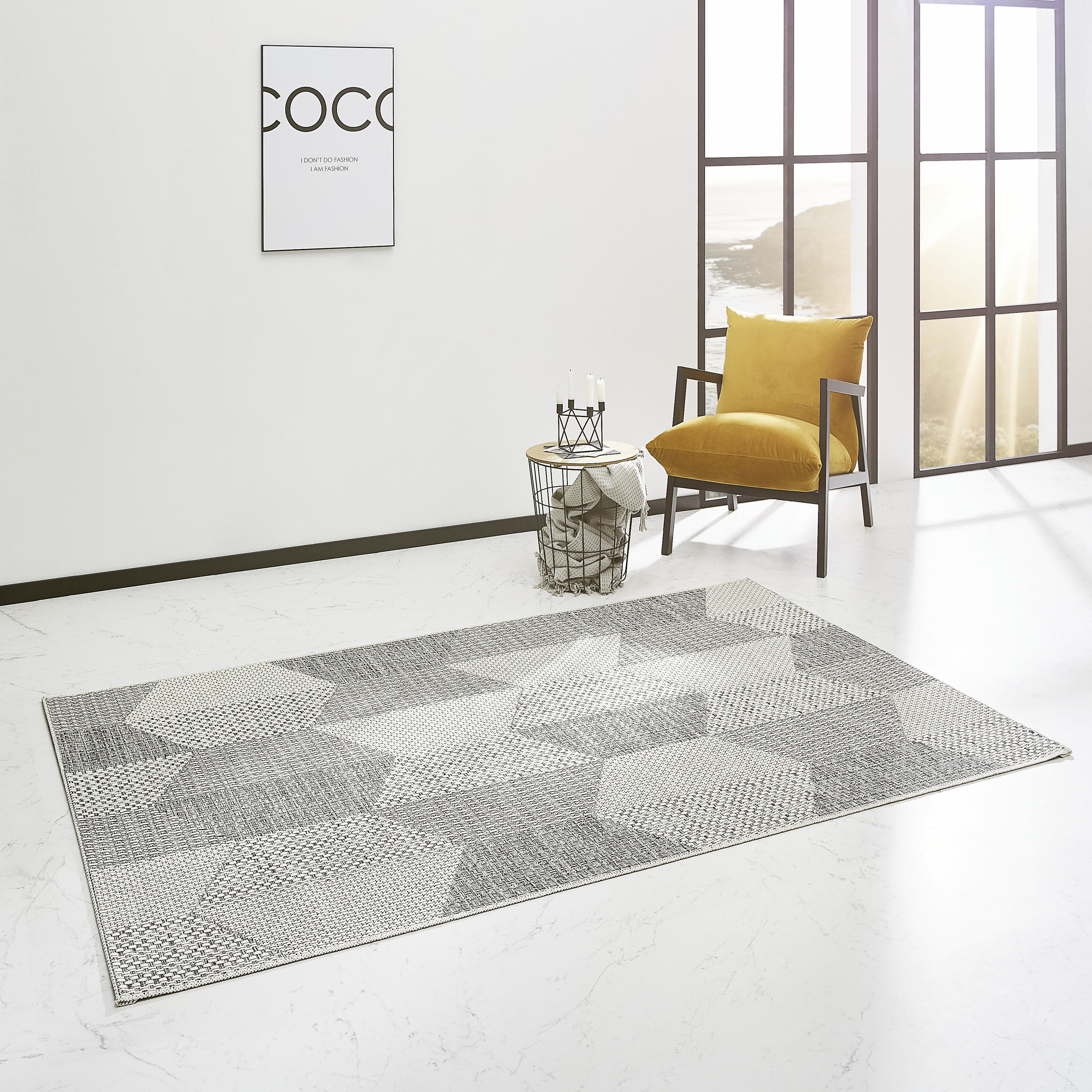 OUTDOORTEPPICH 160/230 cm Alvat Creme, Schwarz  - Creme/Schwarz, Design, Textil (160/230cm) - Novel