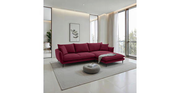 ECKSOFA  in Webstoff Bordeaux  304/196 cm  - Bordeaux/Schwarz, KONVENTIONELL, Textil/Metall (304/196cm) - Hom`in