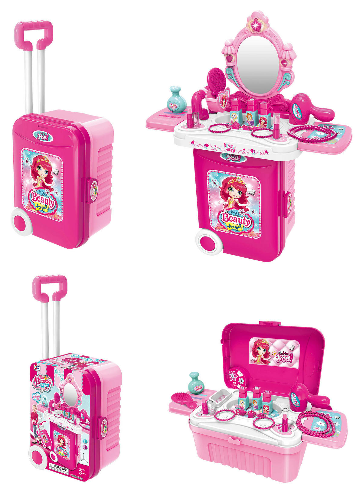 KINDER-FRISIERKOFFER  - Rosa, Basics, Kunststoff (24,5/16/39cm)