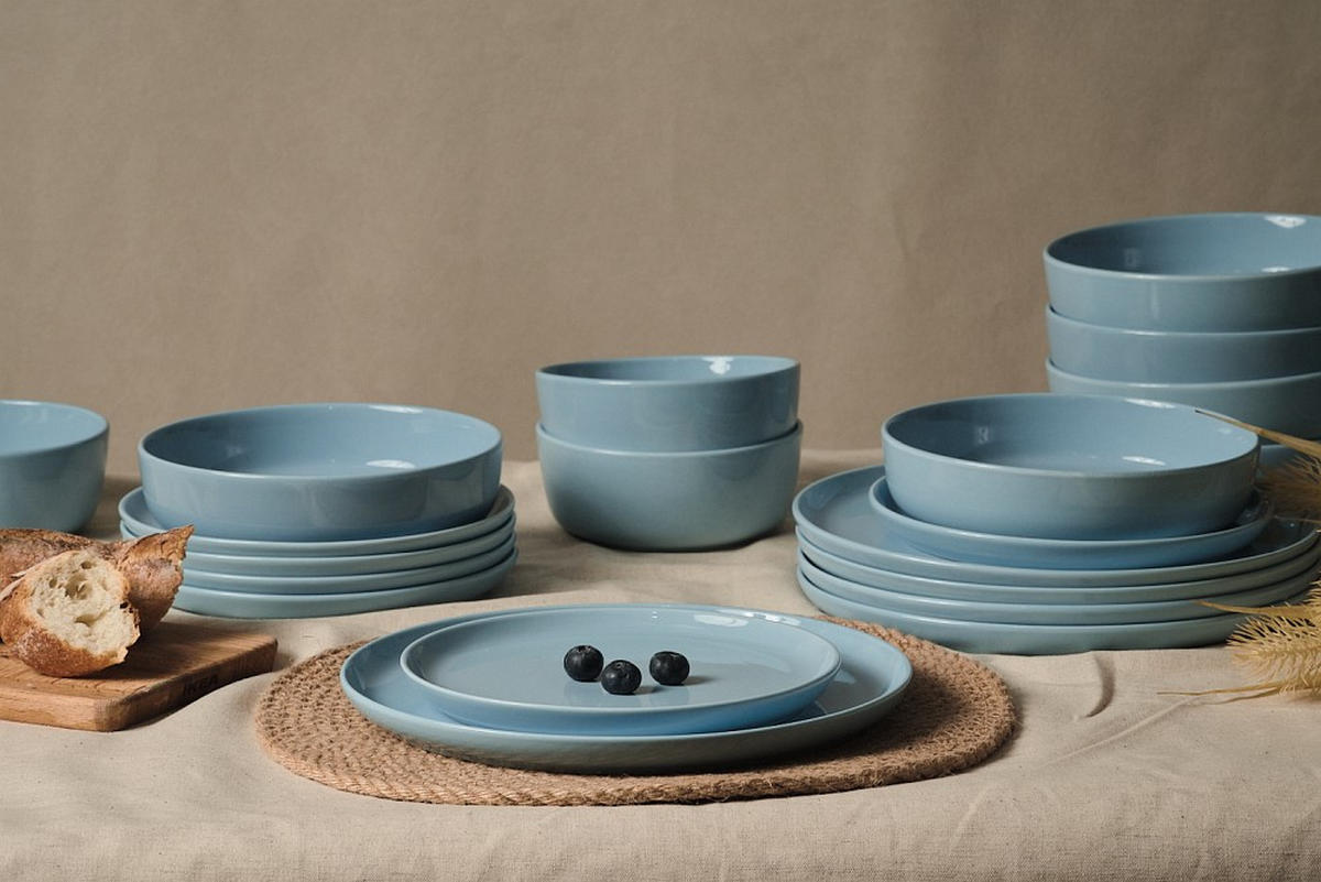 KOMBISERVICE Colori blu 24-teilig  - Blau, Trend, Keramik - Novel