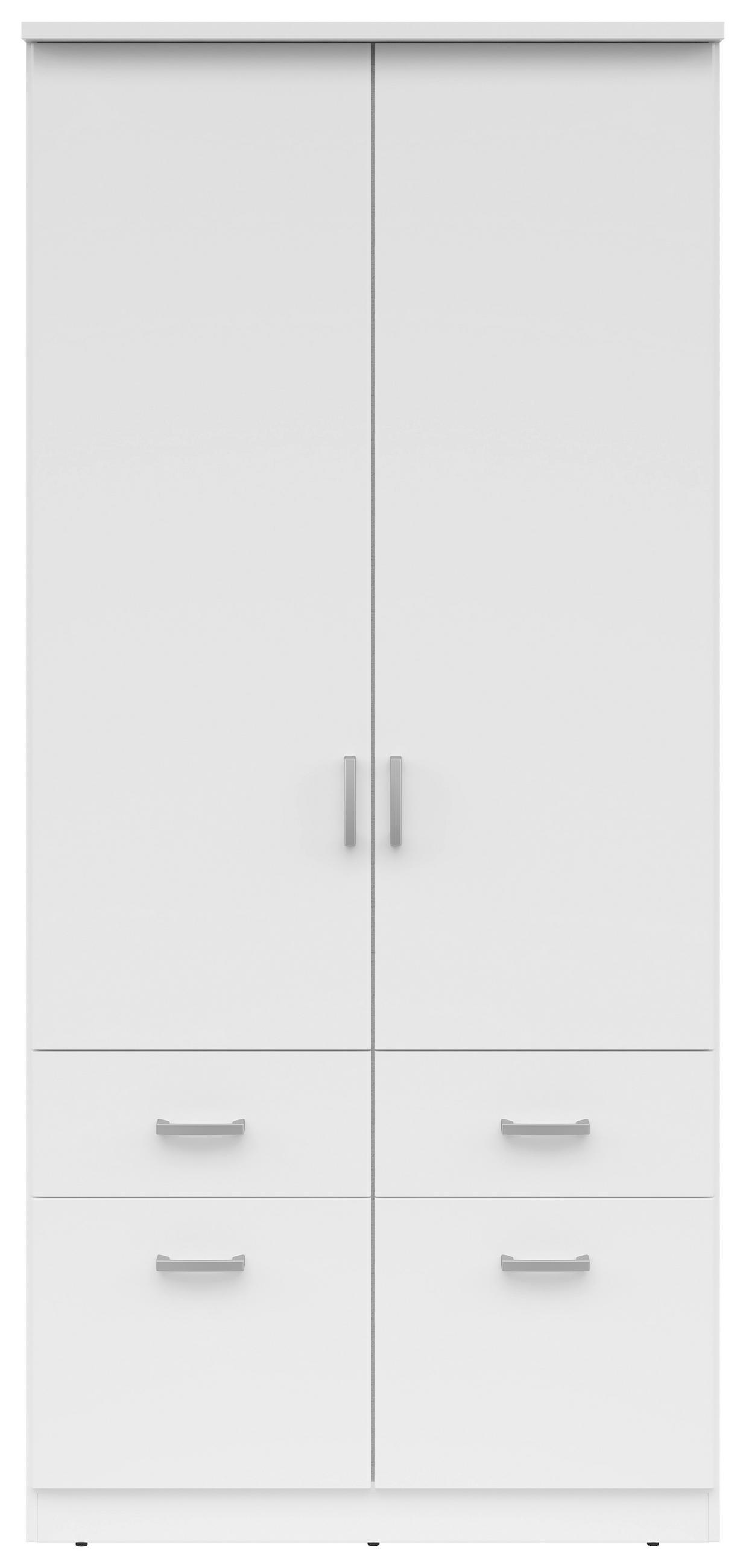ŠATNÍKOVÁ SKRIŇA, biela, 91/199/58 cm - biela/strieborná, Konventionell, kompozitné drevo/plast (91/199/58cm) - Boxxx