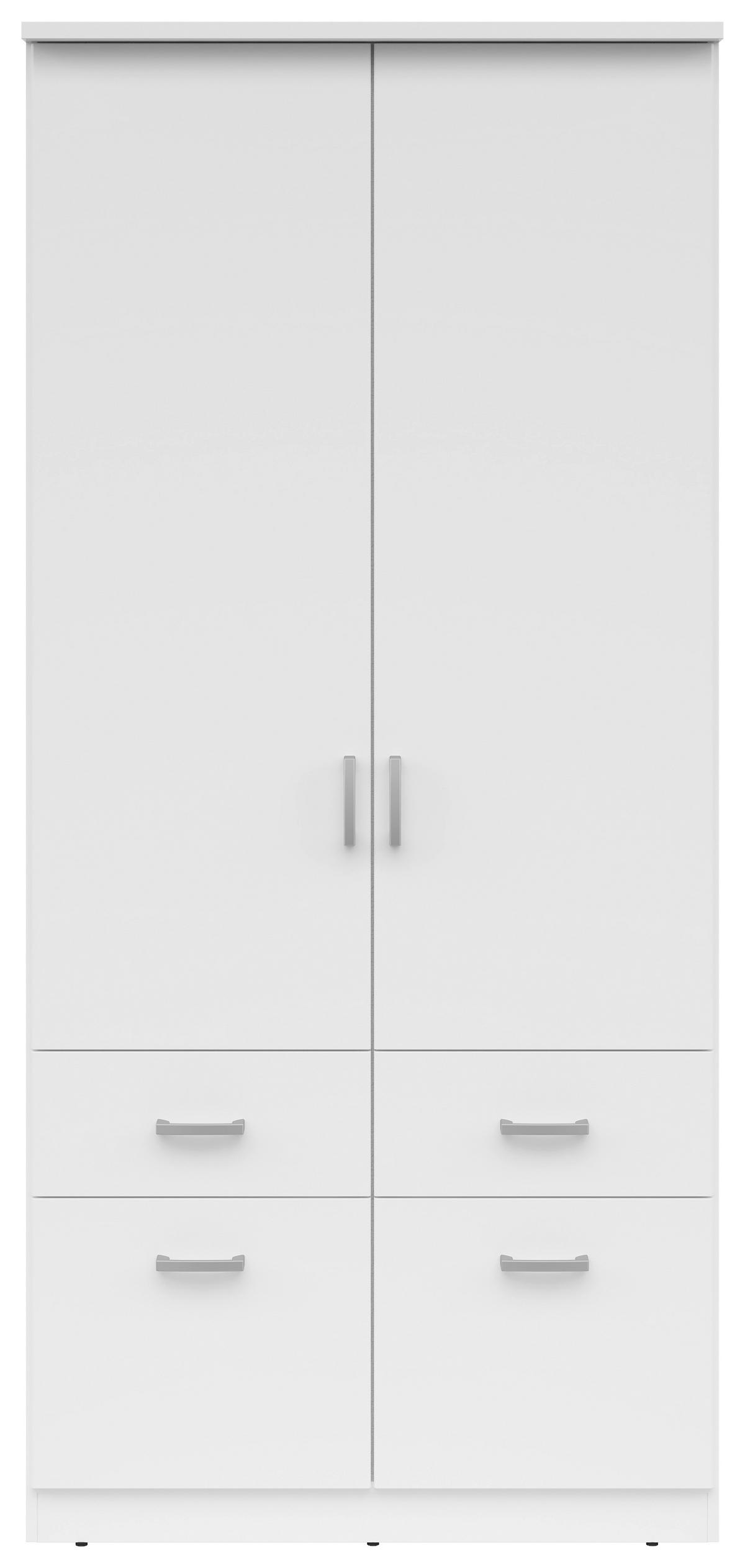 KLEIDERSCHRANK in Weiss  - Weiss/Silberfarben, Konventionell, Holzwerkstoff/Kunststoff (91/199/58cm) - Boxxx