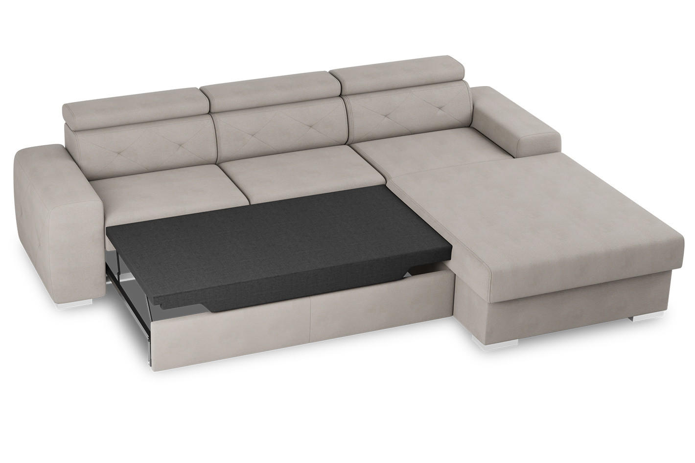 ECKSCHLAFSOFA in Creme Textil   - Silberfarben/Creme, Design, Textil (296/195cm) - MID.YOU