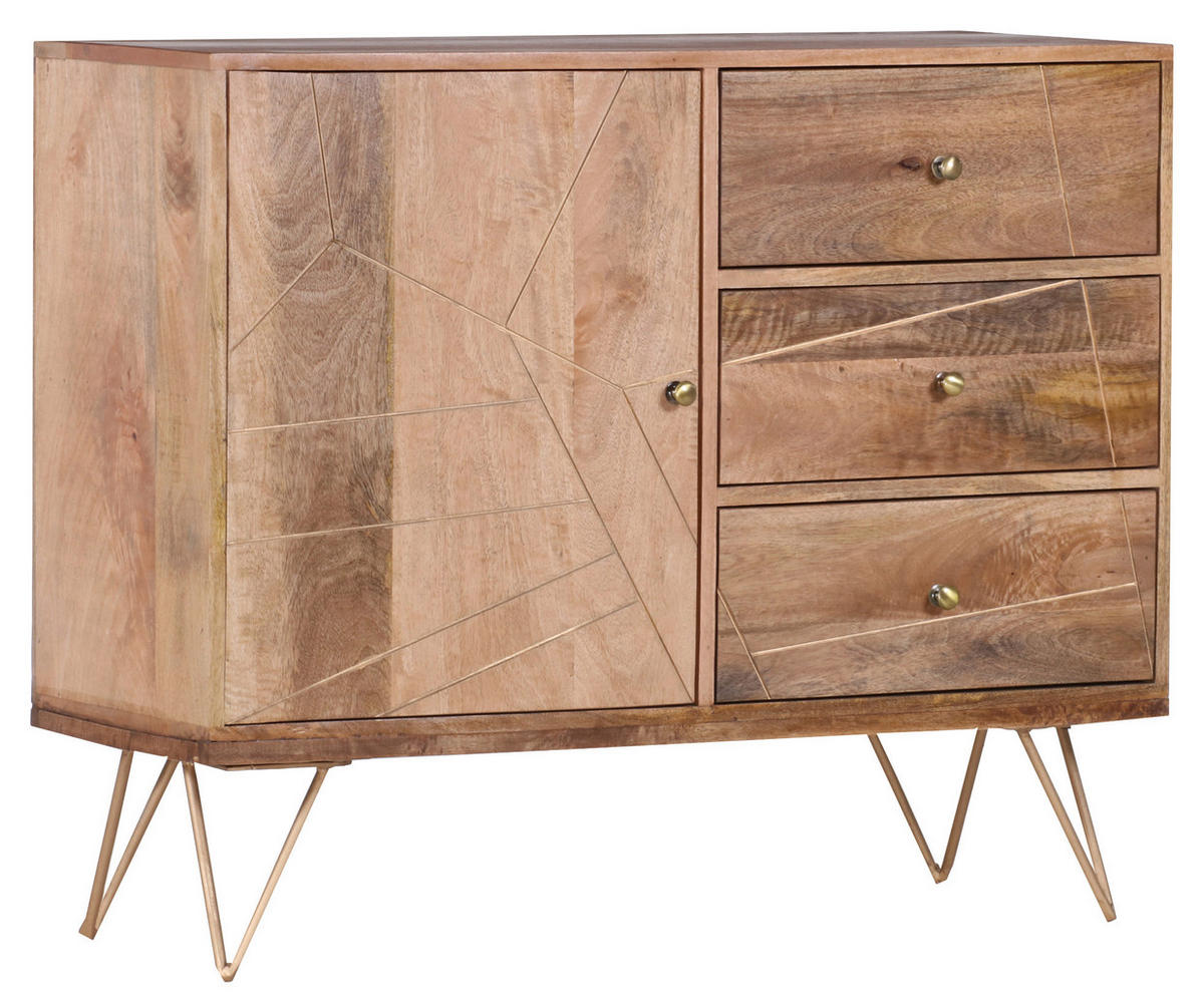 KOMMODE  in 105/88/43 cm  - Goldfarben/Naturfarben, Design, Holz/Metall (105/88/43cm) - Landscape