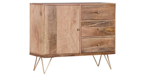 KOMMODE  in 105/88/43 cm  - Goldfarben/Naturfarben, Design, Holz/Metall (105/88/43cm) - Landscape