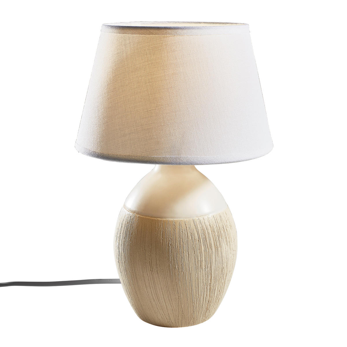 TISCHLEUCHTE 15/31 cm   - Creme/Weiß, KONVENTIONELL, Keramik/Textil (15/31cm) - Näve