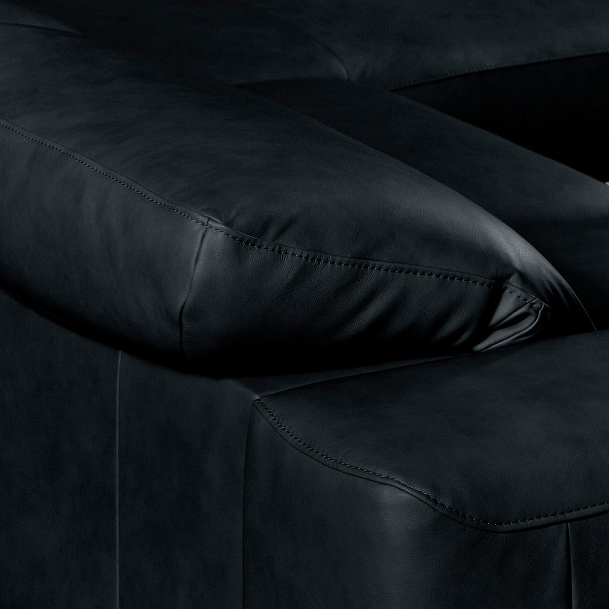 ECKSOFA  in Echtleder Blau  295/187 cm  - Blau/Schwarz, Design, Leder/Metall (295/187cm) - Livetastic