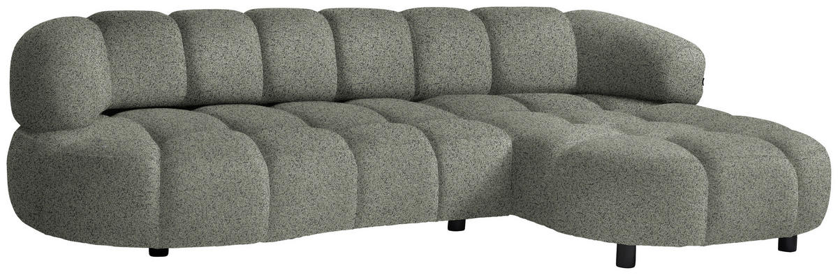 ECKSOFA Graubraun Webstoff  - Graubraun/Schwarz, Design, Holz/Textil (284/183cm) - Welnova