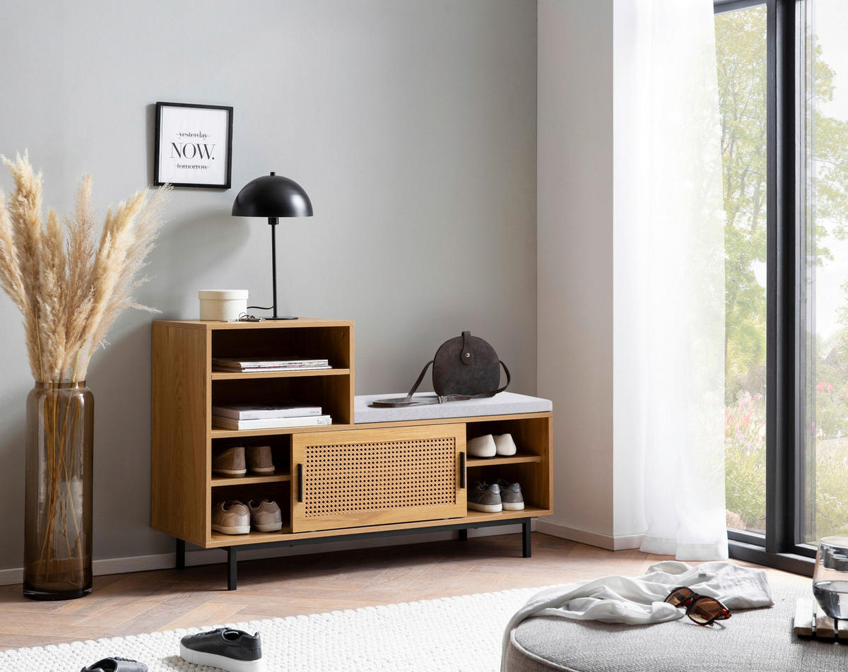 KLOP S PROSTOROM ZA ČEVLJE barve hrasta - črna/barve hrasta, Konvencionalno, kovina/leseni material (120/75,5/40cm) - Livetastic