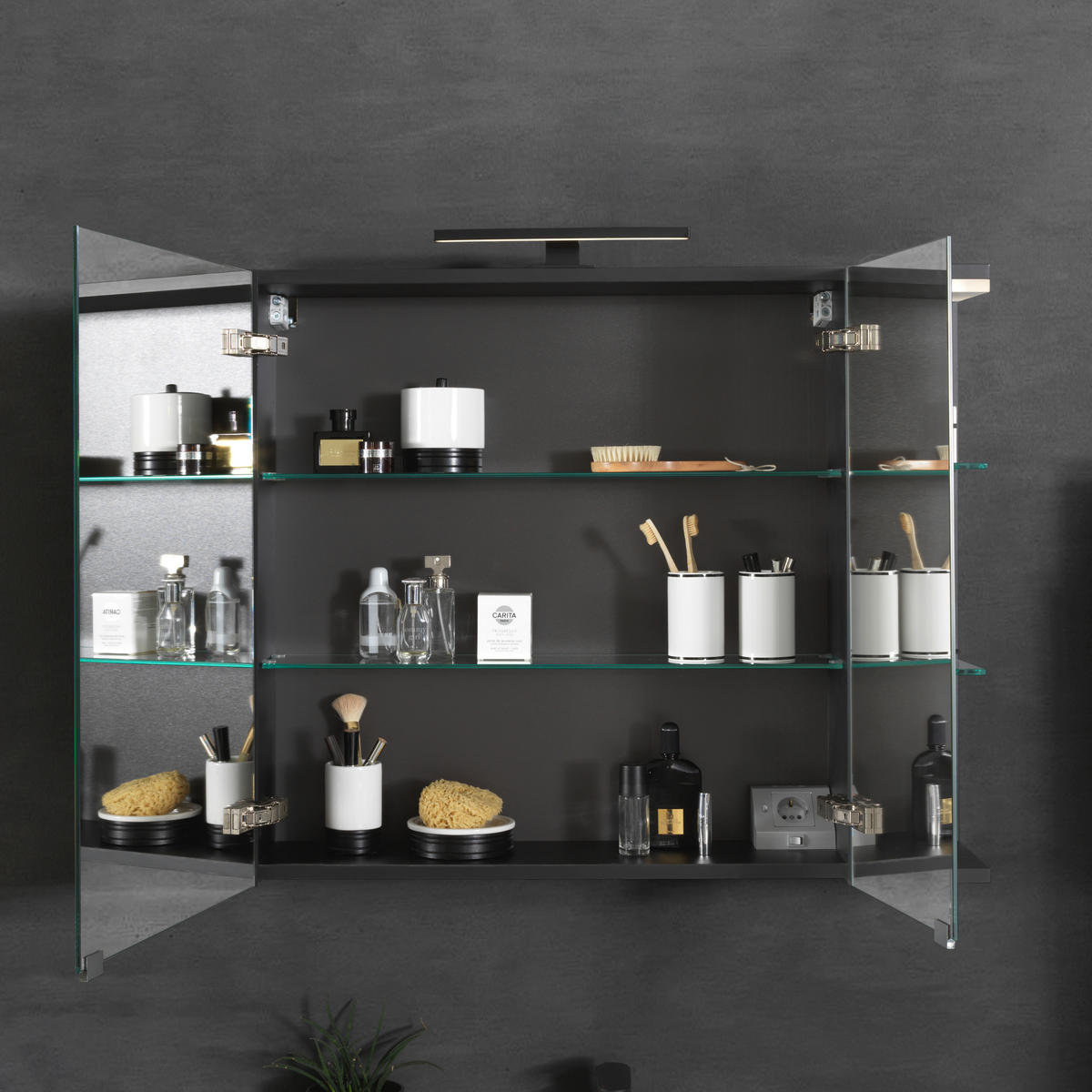BADEZIMMER  in 91 cm  - Weiss/Schwarz, Modern, Glas/Holzwerkstoff (91cm) - Dieter Knoll