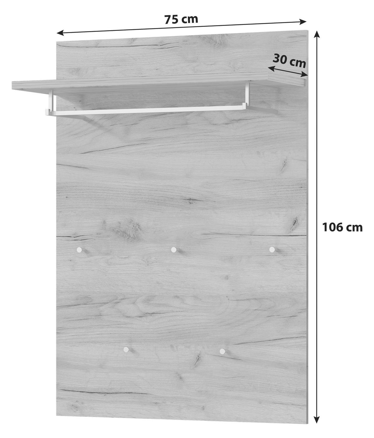 GARDEROBENPANEEL  in 75/106/30 cm  - Eichefarben, MODERN, Holzwerkstoff (75/106/30cm) - Germania