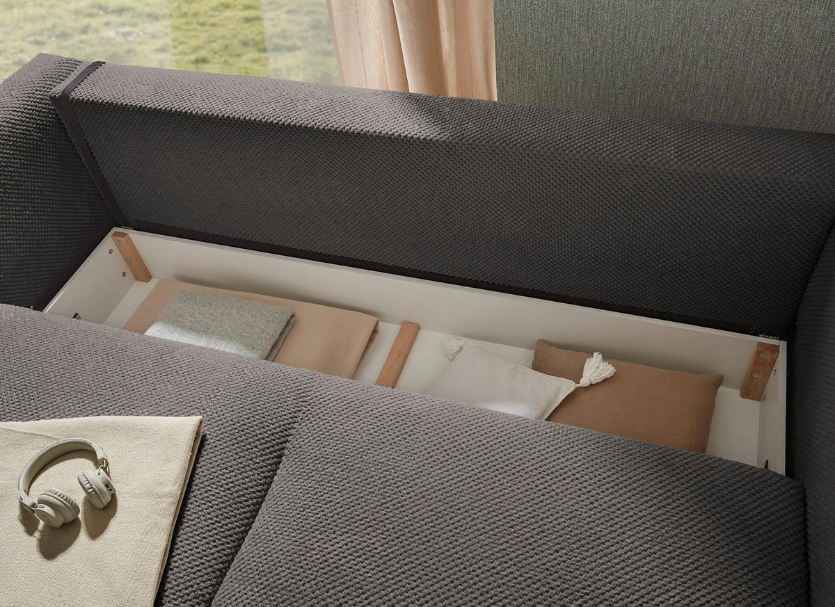 SCHLAFSOFA in Mikrovelours Braun  - Schwarz/Braun, Konventionell, Kunststoff/Textil (237/94/117cm) - MID.YOU