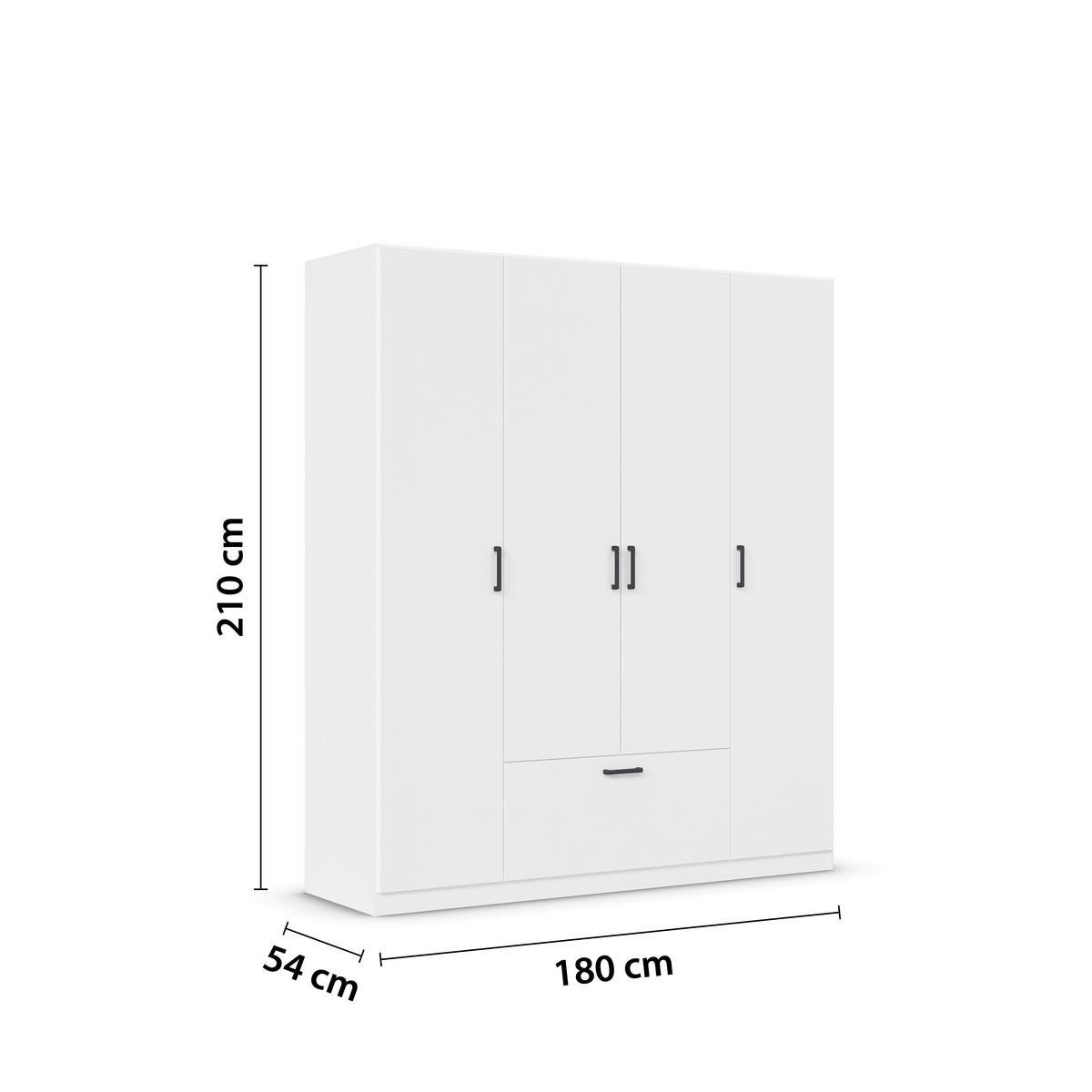 KLEIDERSCHRANK in Weiss  - Weiss/Grau, Basics, Holzwerkstoff/Metall (181/210/54cm) - Boxxx