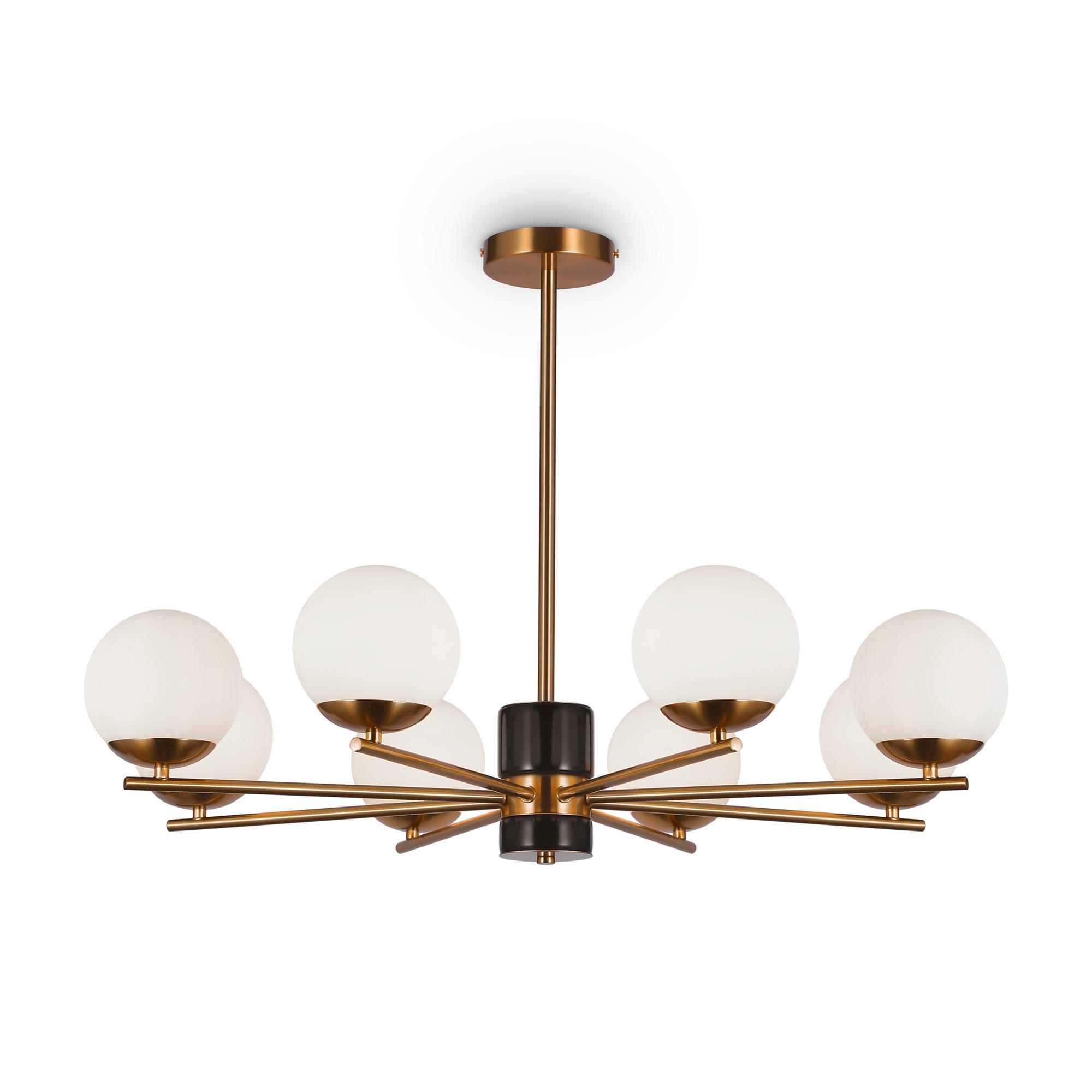 KRONLEUCHTER 81/56 cm   - Messingfarben/Weiß, Trend, Glas/Metall (81/56cm) - MAYTONI