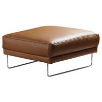 HOCKER in Leder Cognac  - Chromfarben/Cognac, Design, Leder/Metall (96/45/80cm) - Livetastic
