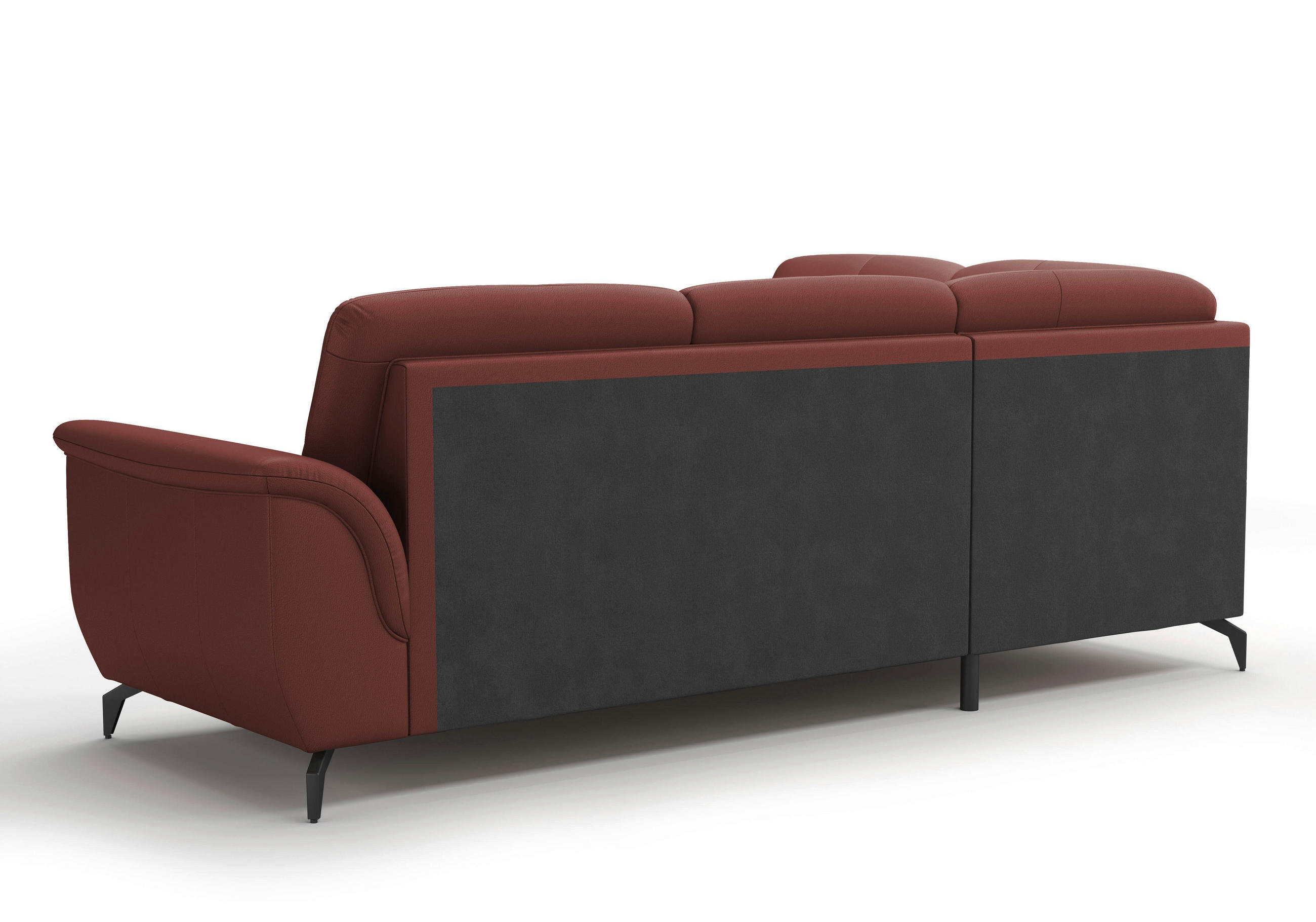 ECKSOFA ZORA E Rotbraun Kombination Echtleder/Stoff Vliesstoff  - Rotbraun/Schwarz, MODERN, Leder/Textil (212/244cm) - Sit & More