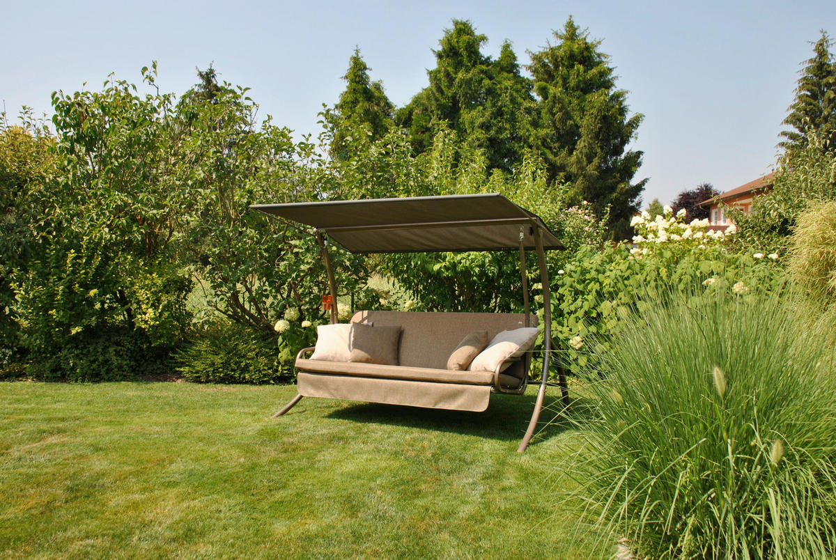 HOLLYWOODSCHAUKEL 210/160/145 cm Grau, Olivgrün  - Dunkelgrau/Anthrazit, Basics, Kunststoff/Textil (210/160/145cm) - Boxxx