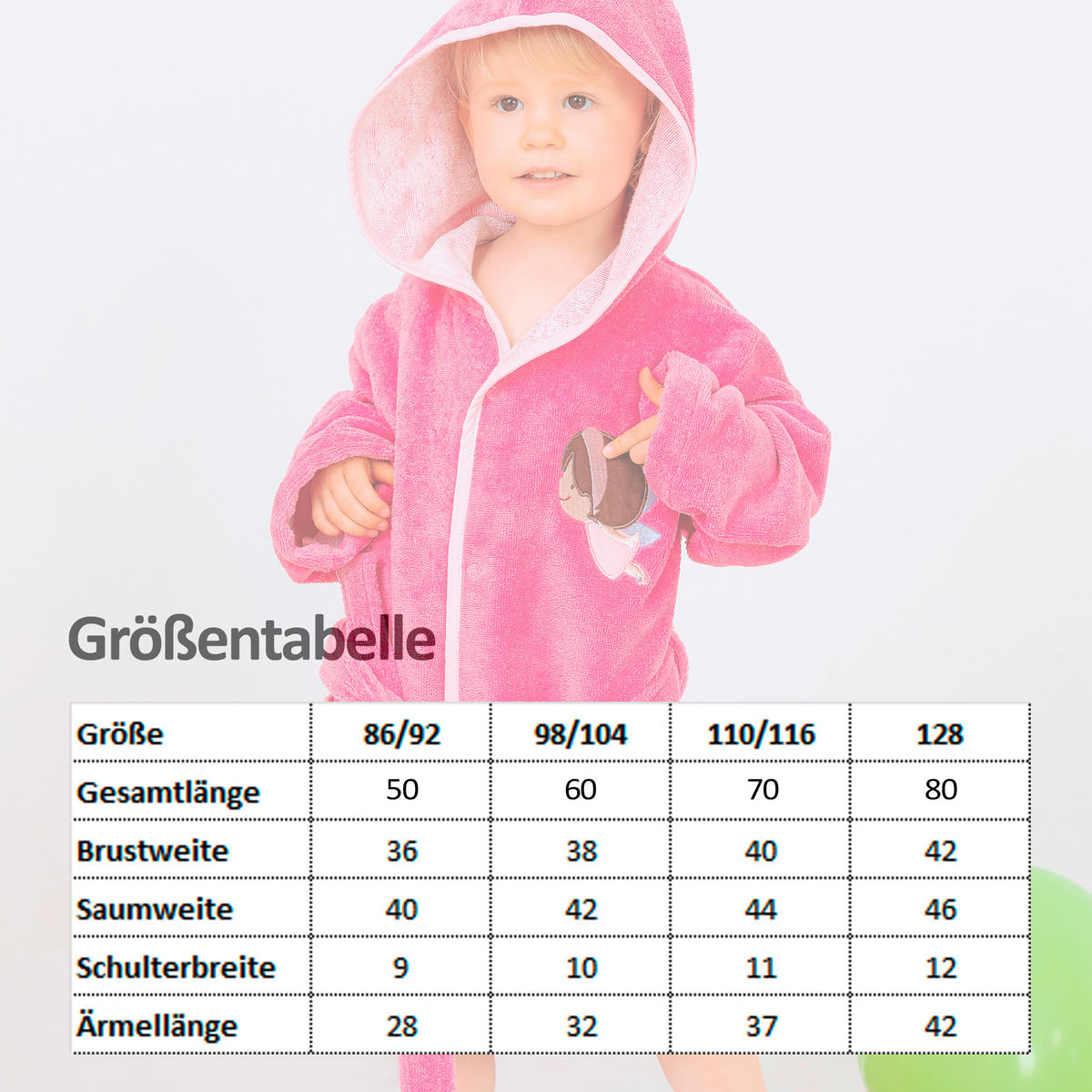 KINDERBADEMANTEL ELFE 86/92  - Pink, Basics, Textil (86/92null)