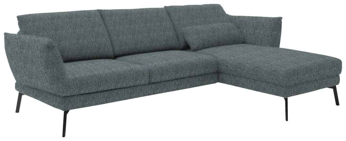 ECKSOFA in Flachgewebe Blaugrau  277/175 cm  - Blaugrau/Schwarz, Design, Textil/Metall (277/175cm) - Schöner Wohnen
