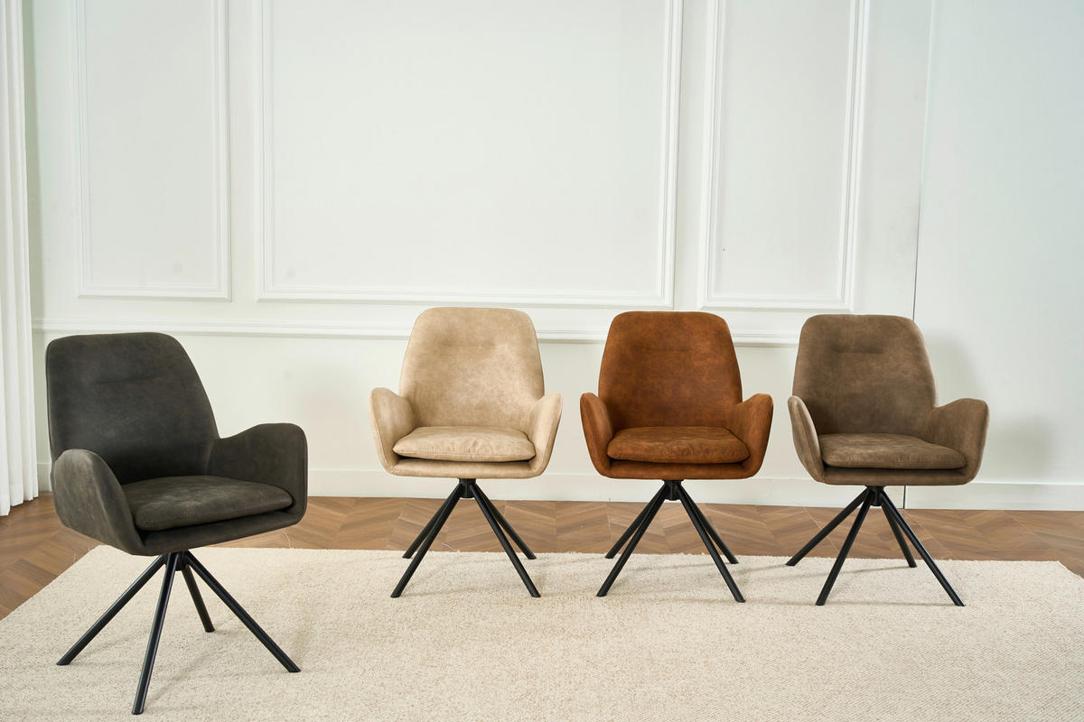 ARMLEHNSTUHL Eisen Webstoff  - Schwarz/Grau, Basics, Textil/Metall (60.5/88/62cm) - MID.YOU