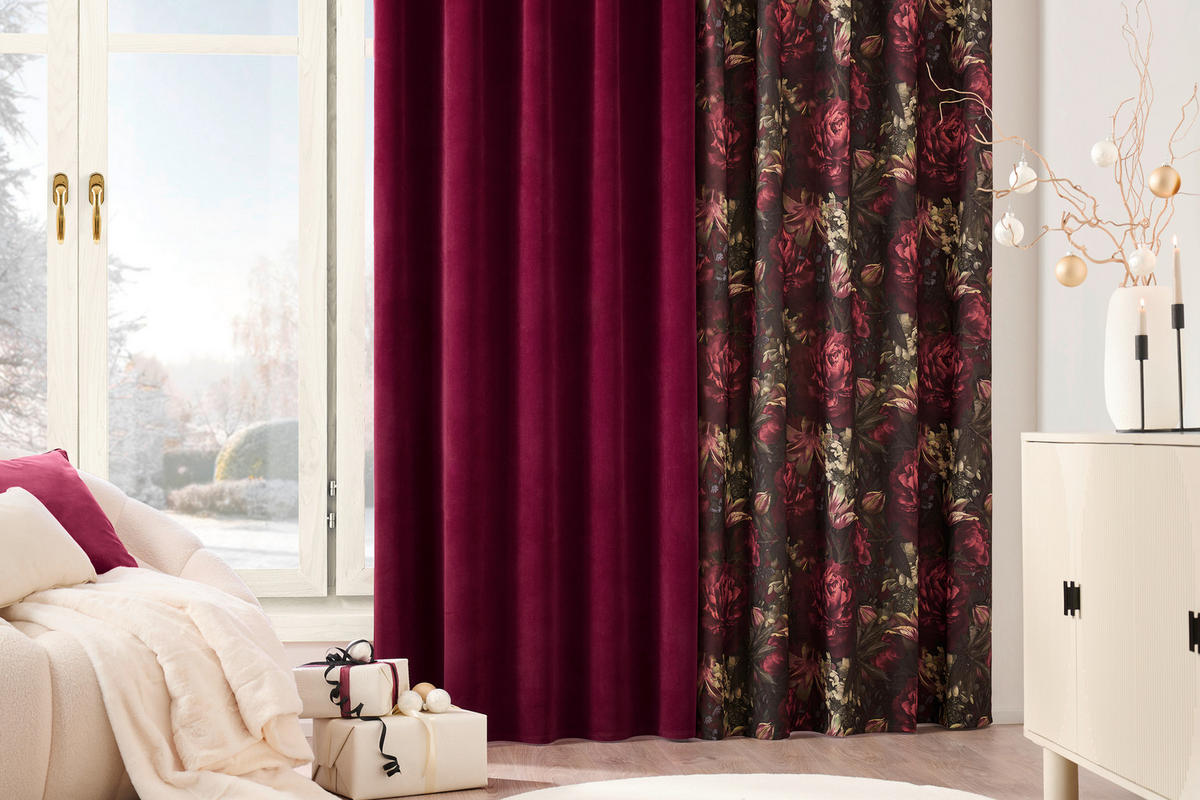 DEKOSTOFF per lfm blickdicht  - Rot, KONVENTIONELL, Textil (145cm) - Esposa