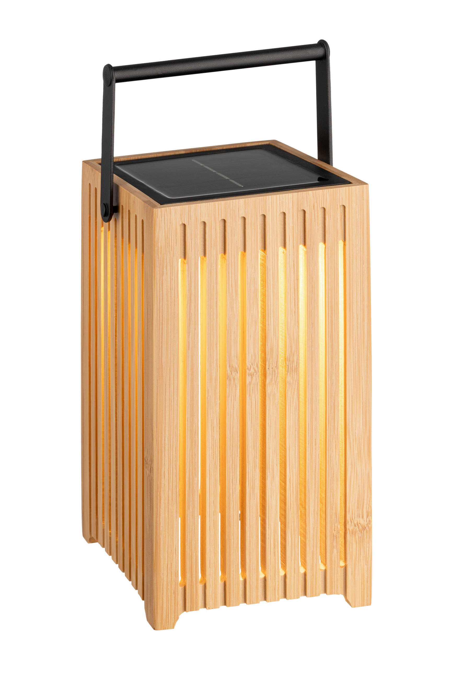 SOLCELLSLAMPA - svart/naturfärgad, Natur, metall/trä (12/12/24cm) - Ambia Garden