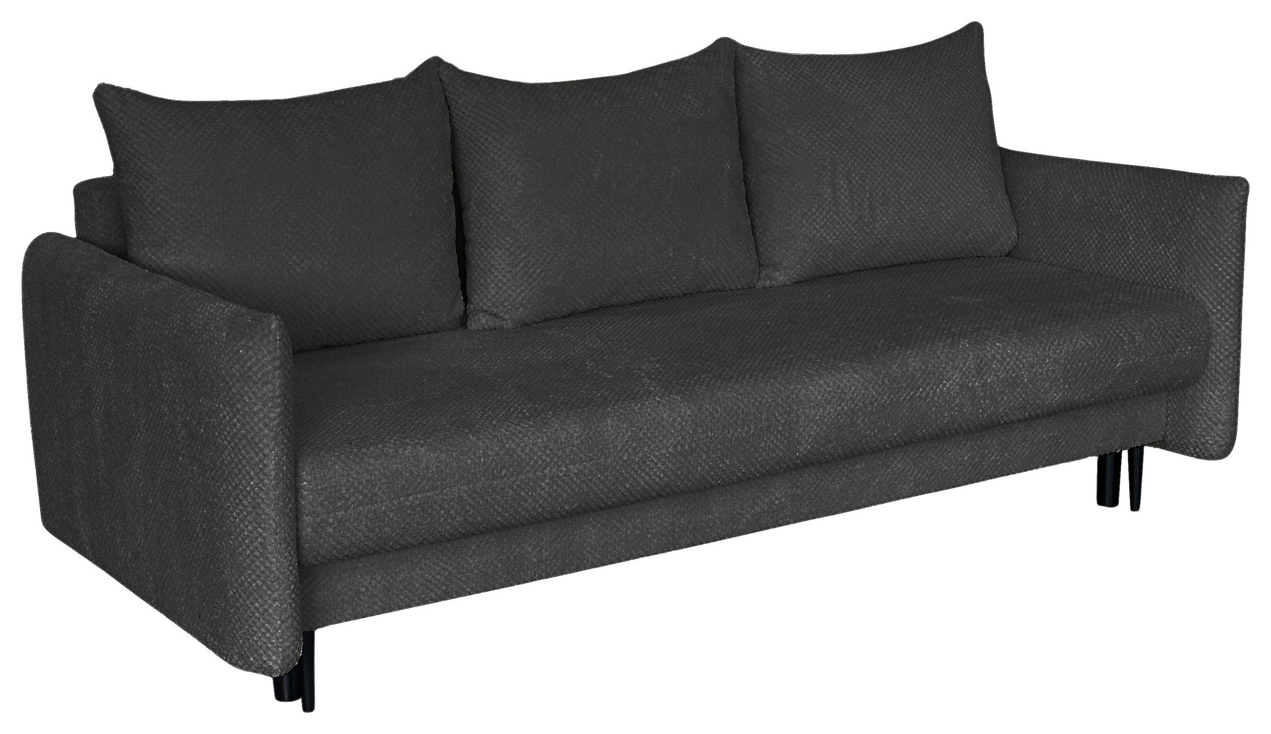 SCHLAFSOFA Webstoff Dunkelgrau  - Dunkelgrau/Schwarz, Design, Kunststoff/Textil (218/96/102cm) - MID.YOU