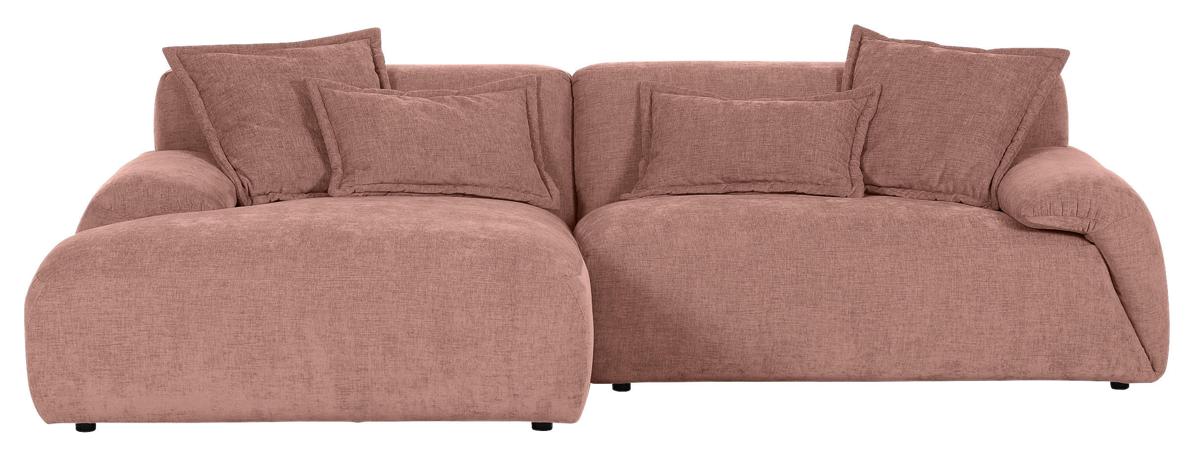 ECKSOFA in Flachgewebe Altrosa  - Schwarz/Altrosa, Konventionell, Kunststoff/Textil (174/274cm) - Carryhome