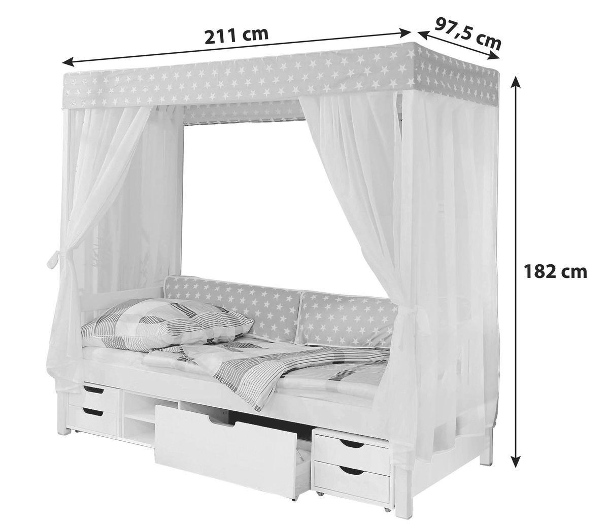 HIMMELBETT 90/200 cm  in Rosa, Weiß  - Weiß/Rosa, MODERN, Holz (90/200cm) - MID.YOU