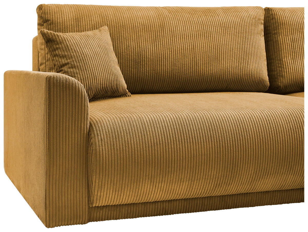 ECKSOFA KIMMY Gelb Cord Zierkissen, Rückenkissen, Bettkasten  - Gelb/Schwarz, Design, Kunststoff/Textil (233/146cm) - P & B