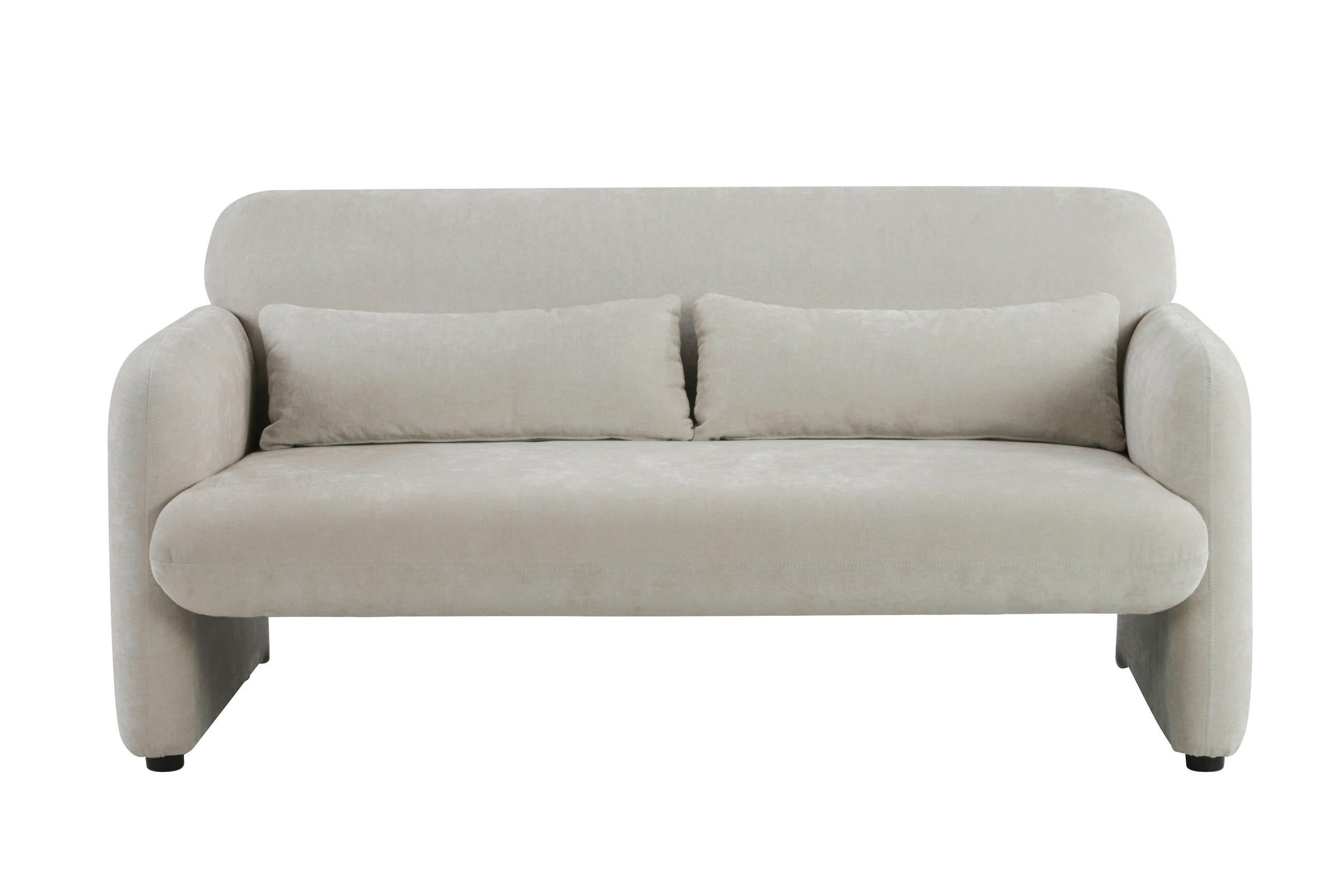 2-SITZER-SOFA MILA Samt Creme  - Creme/Schwarz, Design, Kunststoff/Textil (148/83/76cm) - MID.YOU