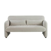 2-SITZER-SOFA MILA Samt Creme  - Creme/Schwarz, Design, Kunststoff/Textil (148/83/76cm) - MID.YOU