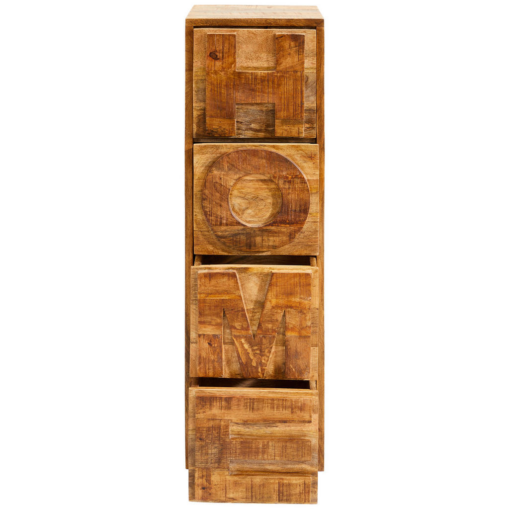 Thumbnail - Livetastic Kommode, Natur, Holz, Mangoholz, massiv, Texte, 4 Schubladen, 32x110x35 cm, handgemacht, Wohnzimmer, Kommoden...