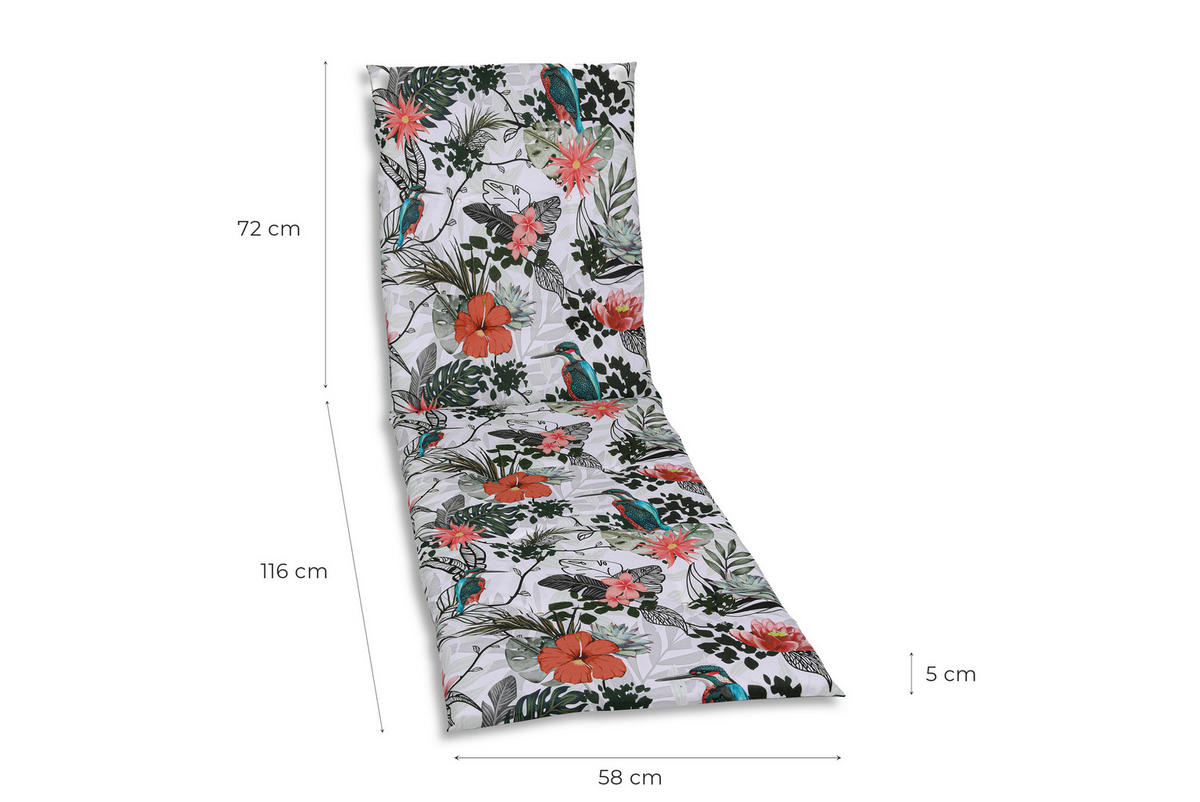 LIEGENAUFLAGE Floral  - Hellgrau/Grün, Design, Textil (58/5/188cm)