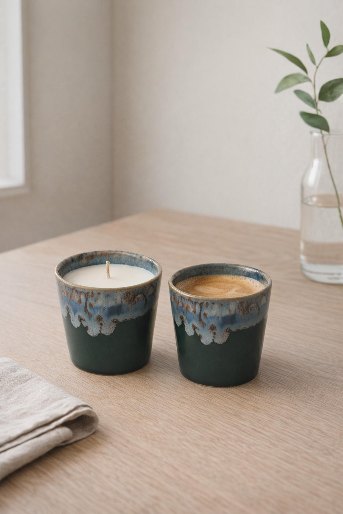 KERZE IM ESPRESSOBECHER - SET - Waldgrün, Basics, Naturmaterialien/Keramik (70ml) - Costa Nova