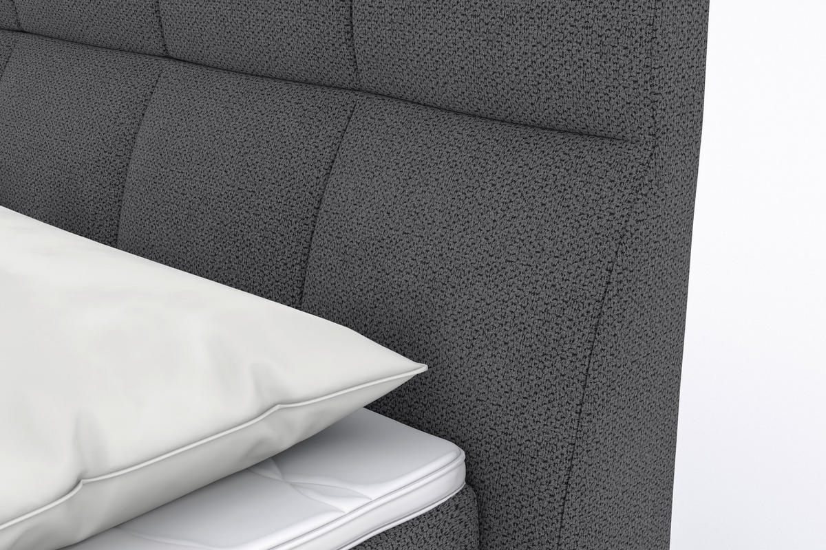 BOXSPRINGBETT 180/200 cm  in Anthrazit  - Anthrazit/Buchefarben, Natur, Holz/Textil (180/200cm) - Livetastic