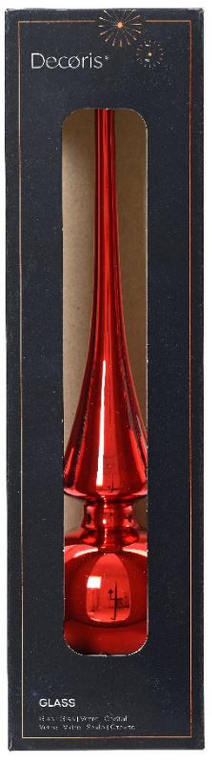 ŠPIČKA NA VÁNOČNÍ STROMEČEK - červená, Konvenční, sklo (26cm)