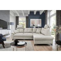ECKSOFA SOLEI Grau Chenille Zierkissen, Bettkasten, Kopfstütze  - Schwarz/Grau, Design, Kunststoff/Textil (265/203cm) - MID.YOU